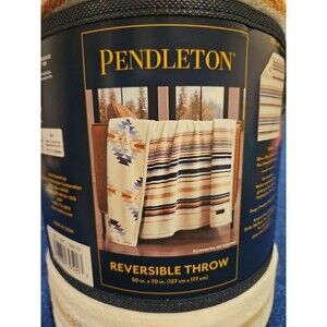 NWT Pendleton Blanket Print Plush Soft Throw Reversible Aztec Stripe 50" X 70"